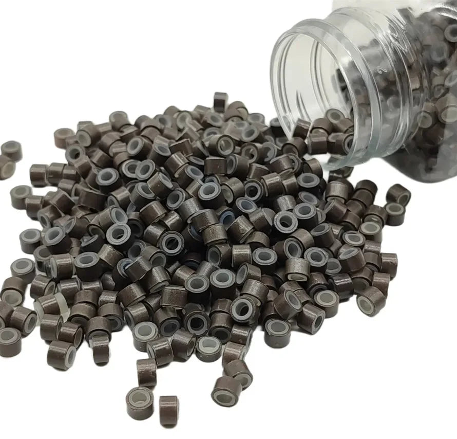 Hair Extentions Micro Rings Links Beads 1000Pcs 5mm Silicone Lined Beads