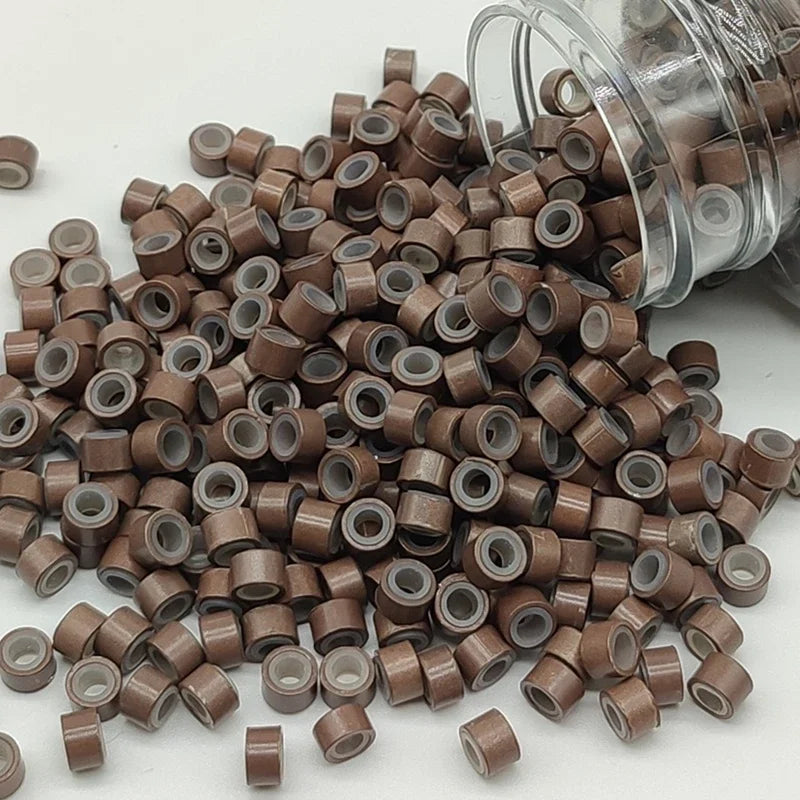 Hair Extentions Micro Rings Links Beads 1000Pcs 5mm Silicone Lined Beads