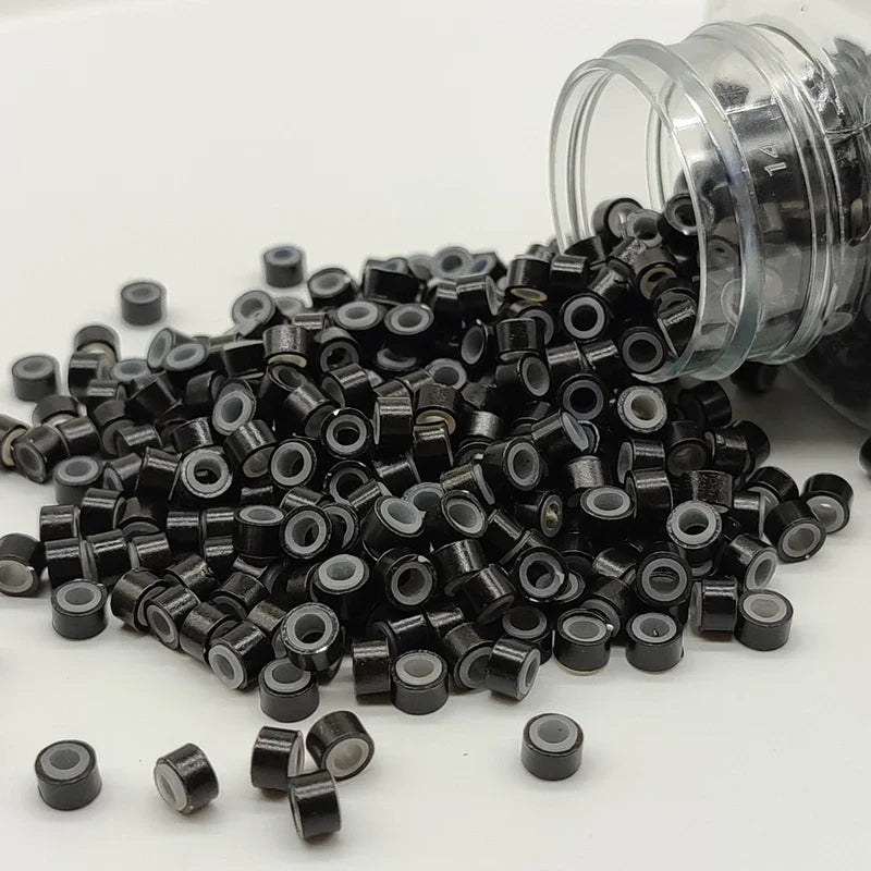 Hair Extentions Micro Rings Links Beads 1000Pcs 5mm Silicone Lined Beads