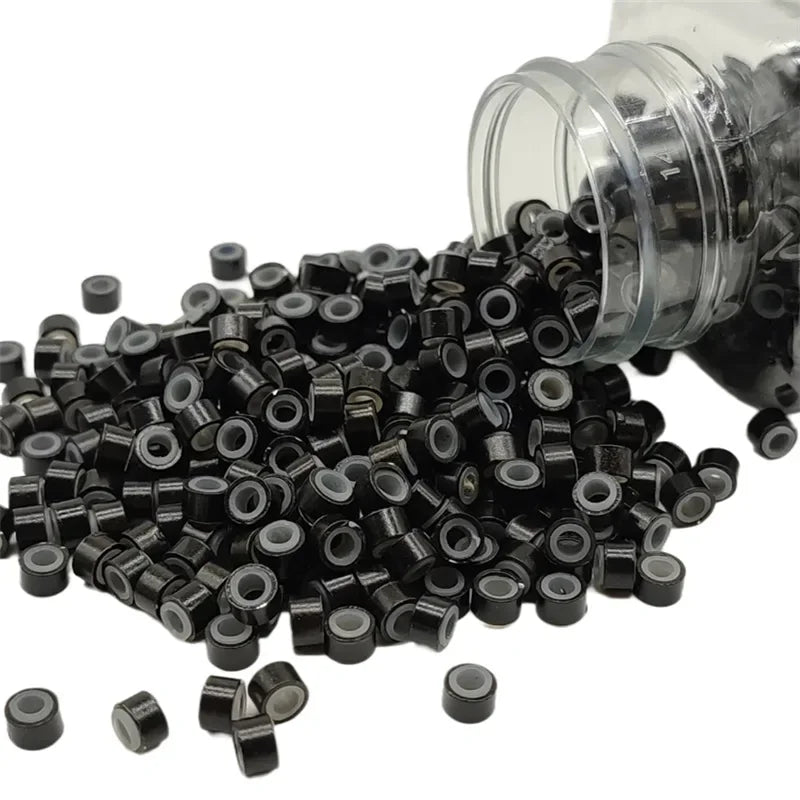 Hair Extentions Micro Rings Links Beads 1000Pcs 5mm Silicone Lined Beads