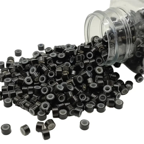 Hair Extentions Micro Rings Links Beads 1000Pcs 5mm Silicone Lined Beads