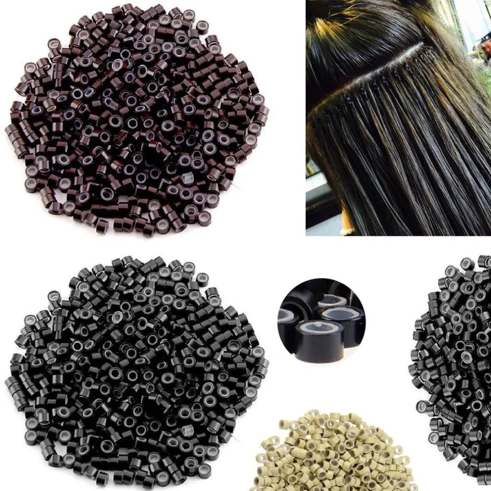 Hair Extentions Micro Rings Links Beads 1000Pcs 5mm Silicone Lined Beads