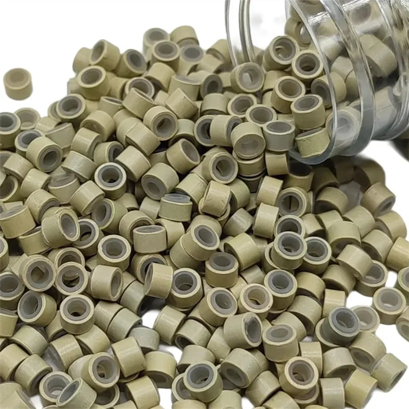 Hair Extentions Micro Rings Links Beads 1000Pcs 5mm Silicone Lined Beads