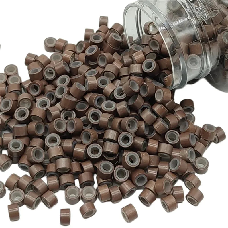 Hair Extentions Micro Rings Links Beads 1000Pcs 5mm Silicone Lined Beads